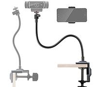 Tencro [Two-way] Supporto per webcam Supporto per telefono 27" Collo d'oca Supporto da tavolo con morsetto per cellulari, Logitech Webcam C925e C922 C930 C920 C615, ecc.