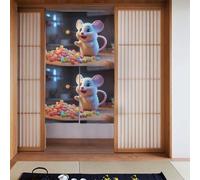 Tenda 2 pezzi impiombata 86,4 x 142,2 cm YYHHAOFA Candy Eating Mouse immagine per la maggior parte delle porte, perfetta da appendere tra le stanze, su pareti