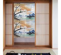 Tenda 2 pezzi impiombata 86,4 x 142,2 cm YYHHAOFA Ink Landscape Picture per la maggior parte delle porte, perfetta da appendere tra le stanze, su pareti