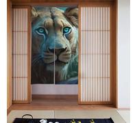 Tenda 2 pezzi impiombata 86,4 x 142,2 cm YYHWHJDE leonessa con occhi blu verdi modello per la maggior parte delle porte, perfetta da appendere tra le stanze, su pareti