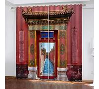 Tenda 3D Architettura Del Museo Del Palazzo In Stile Cinese Salotto Camera Da Letto Tende Per Finestra Moderno 2 Pannelli Set, Soggiorno, 140x240 Cm Finestra Interni Motivo, Poliestere, Con Occhiell