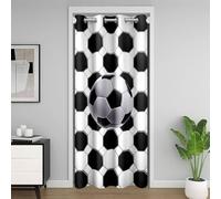 Tenda 3D per porta da calcio, 132 x 203 cm, moderna, semplice da calcio, bianco e nero, per ragazzi e ragazze, geometriche quadrate esagonali patchwork per la separazione dello spazio