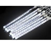 Tenda 8 Tubi 192 Led Effetto Pioggia Bianco Freddo 5x0,3 mt Uso Esterno