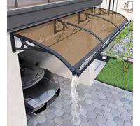 Tenda a baldacchino in alluminio, parasole da esterno per porta d'ingresso, balcone, terrazza, protezione UV, marrone, 100 x 290 cm, resistente alle intemperie e design elegante