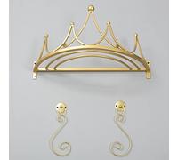 Tenda a baldacchino in pizzo da principessa, con corona e luci in metallo, tenda decorativa per letto matrimoniale, decorazione floreale, per camera da letto, letto king size e queen size