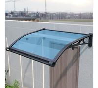 Tenda a baldacchino in policarbonato con canale di drenaggio, protezione UV e pioggia, per esterni, patio, veranda, finestra, blu, 80 x 360 cm