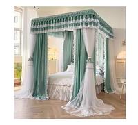 Tenda a baldacchino in stile europeo per letto matrimoniale, con bordo increspato, in tessuto, con staffa in metallo, protezione romantica in rete per la decorazione della camera da letto, colore