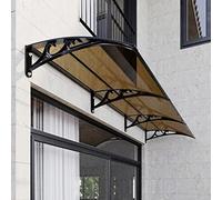 Tenda a baldacchino marrone, protezione UV e pioggia, per patio e veranda, staffa nera inclusa, opzioni 60/80/100 cm, copertura resistente per esterni (61 x 190,5 cm)