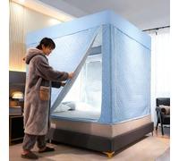 Tenda a baldacchino per letti singoli, resistente al freddo, antivento, ultra oscurante, per la privacy degli interni, tenda da sogno traspirante e portatile (90 x 190 x 90 cm)