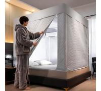 Tenda a baldacchino per letti singoli, resistente al freddo, antivento, ultra oscurante, per la privacy degli interni, tenda da sogno traspirante e portatile (90 x 190 x 90 cm)