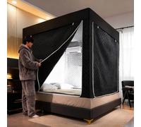 Tenda a baldacchino per letti singoli, resistente al freddo, antivento, ultra oscurante, per la privacy degli interni, tenda da sogno traspirante e portatile (90 x 190 x 90 cm)