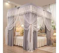 Tenda a baldacchino per Letto in Tinta Unita Grigia a Doppio Strato, zanzariera da Principessa per Ragazze e Adulti, Apertura a Tutta Altezza, per la Decorazione della Camera da Le