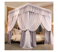 Tenda a baldacchino per letto principessa, con 4 tende a baldacchino, in pizzo ricamato, con staffa in metallo, ideale per la camera delle bambine, design oscurante
