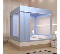 Tenda a baldacchino per letto singolo, zanzariera a grandezza naturale, traspirante, per interni, tenda da sogno con 3 porte, a forma di U, riduzione della luce, privacy, spazio, tende oscuranti per