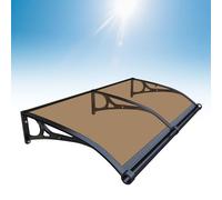 Tenda a baldacchino resistente ai raggi UV per porte esterne, copertura in alluminio marrone, 100 x 200 cm, protezione dalle intemperie per ingresso elegante soluzione ombreggiante