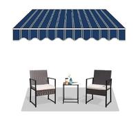 Tenda a baldacchino retrattile in tela per porte e finestre 2 x 1,5/3 x 2,5/4 x 3/5 x 3/6 x 2 m, blu, 4 x 2 m, tetto per cortile, veranda, balcone, negozi e ristoranti