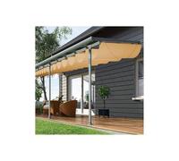 Tenda a baldacchino retrattile per pergola a forma di U, copertura parasole per pergole esterne e sale solarium, 1,6 m x 6 m, resistente alle intemperie, elegante protezione UV.