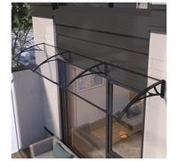 Tenda a baldacchino trasparente per porte e finestre, design invisibile silenzioso, robusta staffa in plastica per ingresso da giardino (nero, 80 x 120 cm), protezione dalle intemperie
