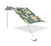 Tenda a capanna da spiaggia bianca verde gelsomino UPF50+ leggera ombra parasole con pala di sabbia per campeggio, pesca, divertimento in cortile