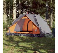 Tenda a Cupola 3 Persone Grigio e Arancione a Rilascio Rapido
