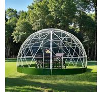 Tenda a cupola da giardino a forma di igloo, resistente alle intemperie, 2,5 m, trasparente, geodetica, per 4 - 8 persone, per esterni, campeggio, vacanze, Natale, design con bordi verdi