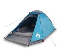 Tenda a cupola impermeabile 4 persone blu con panno della tenda | Poliestere rivestito in PU, cuciture nastrate, pieghevole con borsa per il trasporto, porta E per cavo di alimentazione