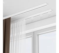 Tenda a doppio binario per montaggio a soffitto, bianca, binari per tende silenziose e resistenti, per divisorio per doccia, camera da letto d'albergo, asta per tende in alluminio per finestre (dimens