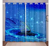Tenda a farfalla con glitter per finestre, per ragazzi, ragazze, bambini, farfalle, 3D, decorazione per la stanza degli animali, blu scuro, W46*L54