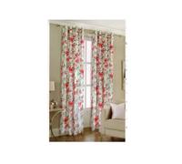 TENDA A FIORI ROSSO FLOREALE 140X280CM A PANNELLO DOPPIO VELO CON 8 ANELLI