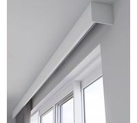 Tenda a mantovana bianca con sistema di binari nascosti, pannello decorativo per montaggio a soffitto o parete, ideale per la decorazione della casa e le finestre
