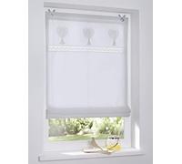 Tenda a pacchetto Camille ricamata cuore Tendine con occhielli bianco 45 x 140 cm