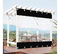 Tenda a pannello in vinile trasparente impermeabile, resistente alle intemperie, con occhielli, misure da 1 m a 6 m, antivento e antipioggia, per pergole e gazebo (larghezza x altezza): 3,6 x 2 m