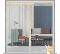 Tenda a rete magnetica per porta, traspirante, anti-mosche, con nastro magico senza fori, colore crema, 70 cm x 200 cm, facile da installare, resistente agli insetti