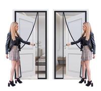 Tenda a rete per porta con schermo magnetico, 115x230cm Magnete a chiusura automatica anti-zanzare con striscia anti-zanzare che impedisce alle creature di passare attraverso Nero