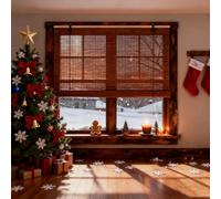 Tenda a Rullo 96 x 100 cm Protezione Solare e Della Privacy Tapparella Bamboo da Esterno con Sollevatore per Finestre, Porte e Balconi, Marrone