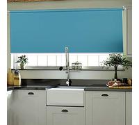 Tenda a rullo automatica, 100% oscurante, per ufficio, balcone, bagno, colori personalizzabili (blu) Dimensioni: 140 x 220 cm, elegante e funzionale