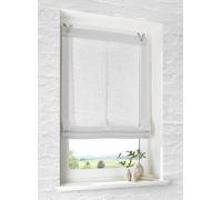 Tenda a rullo con occhielli Brondy, colore bianco semitrasparente, effetto lino con ganci senza foratura, larghezza 60 cm x altezza 140 cm