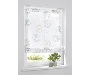 Tenda a rullo con occhielli, motivo a cerchio bianco e turchese, 80 x 140 cm, in anci per finestra