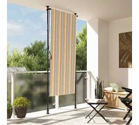 vidaXL Tenda a Rullo Esterno Gialla e Bianca 120x270cm Tessuto Acciaio, Schermo per Privacy, Tenda a Rullo, Tenda da Giardino, Tenda