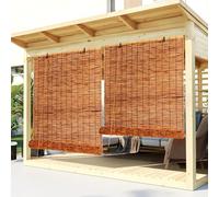 Tenda a rullo in bambù naturale, fatta a mano, per interni ed esterni, facile da installare, 150 x 150 cm, trattamento ecologico per finestre