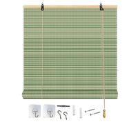 Tenda a Rullo In Bambù Naturale per Esterni 50 70 90 110 130 150cm Tapparella Avvolgibile Con Misure Personalizzabili, Protezione Solare Privacy per Giardino, Gazebo, Balcone(W80xH90cm)