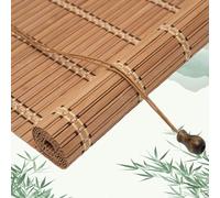 Tenda A Rullo In Bambù Naturale Per Finestre Tapparella Avvolgibile Tapparella Bamboo Con Protezione Solare Anti-Uv E Privacy Tende Oscuranti Veneziana Per Balcone E Giardino(Black,140W x 260H cm)