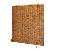 Tenda a Rullo in Bambù Naturale Tapparelle Avvolgibili Bamboo Da Esterno 70% Oscurante Senza Fori 55 120 160cm Tende Veneziane Legno con Sollevatore Per Soggiorno Patio Personalizzata(W140xH200cm)