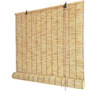 Tenda A Rullo In Bambù Per Esterno, Tende Di Bambù, Tende A Rulli, Tende Avvolgibili Traspiranti, Facile Da Installare, Per Patio Giardino Soggiorno-Linea nera-150x210cm(larghezza x altezza)