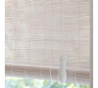 Tenda a Rullo in Bambù,Tenda Oscurante Bianco,Oscuramento Tenda Avvolgibile per Finestra/Porta,Anti-Uv Traspirante Tende Veneziane Legno,Protezione Solare Visiera della Privacy