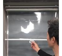 Tenda a rullo in PVC trasparente impermeabile, con maniglia, antivento, per esterni, per porta di balcone, patio e divisorio per frigo, 70 x 140 cm