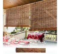 Tenda A Rullo per Esterni 100x200 120x160 150x180 150x200cm Tapparelle in Reed Naturale Cortina di bambù con Sollevatore Bamboo Blinds Protezione Solare E della Privacy(100x130CM(WxH))