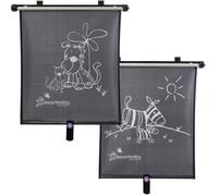 Tenda a rullo per finestrini auto - DREAMBABY - Stampa zebra e tigre bifacciale - Regolabile 2 pezzi