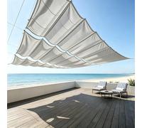 Tenda a Rullo Scorrevole a Forma di U 100 x 900 cm Regolabile, Resistente Agli Strappi, Impermeabile, Anti-Uv 98%, Protezione Solare Tenda da Sole per Esterno per Esterni, Giardino, Grigio Chiaro