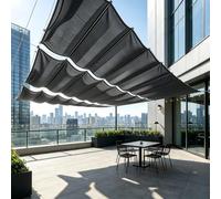 Tenda a Rullo Scorrevole a Forma di U 120 x 650 cm Regolabile, Resistente Agli Strappi, Impermeabile, Anti-Uv 98%, Protezione Solare Onda Vela D'Ombra Ricambio per Giardino Sabbia, Grigio Scuro